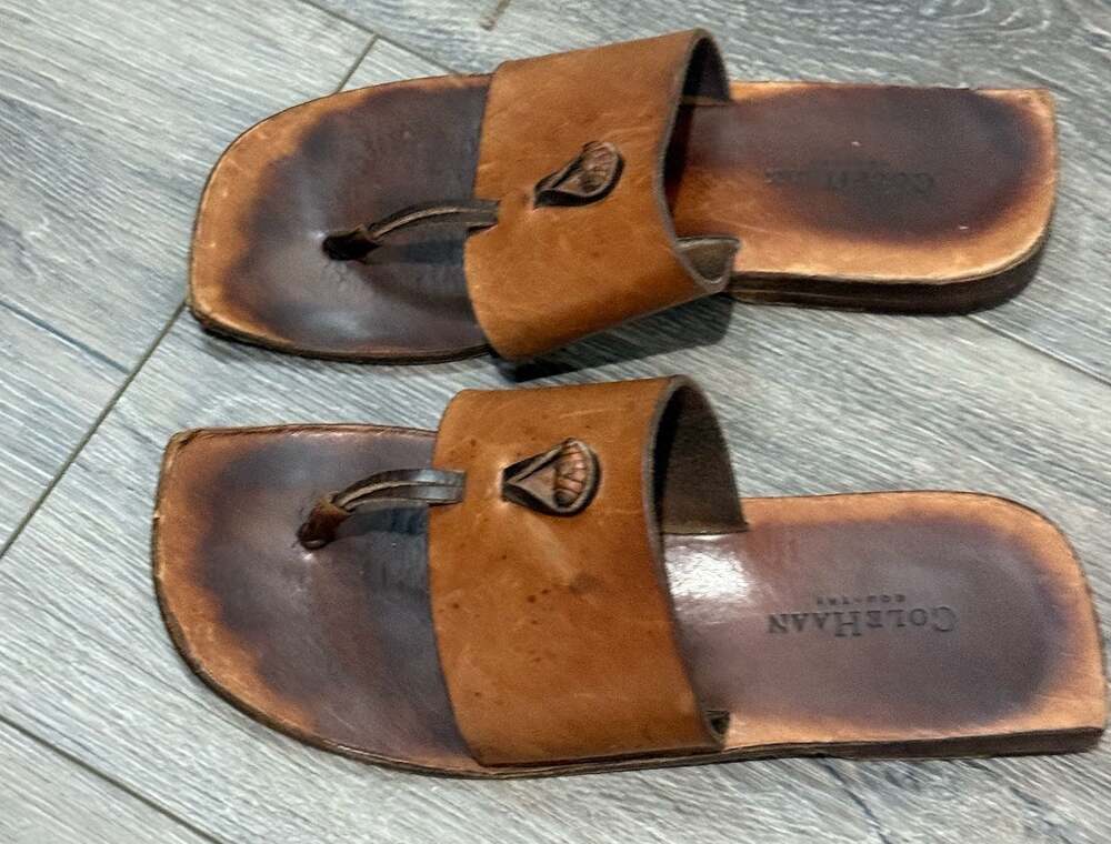 Vintage Cole Haan Country Brown Leather Thong Sandals Made Brazil Women’s 9B - Picture 3 of 8
